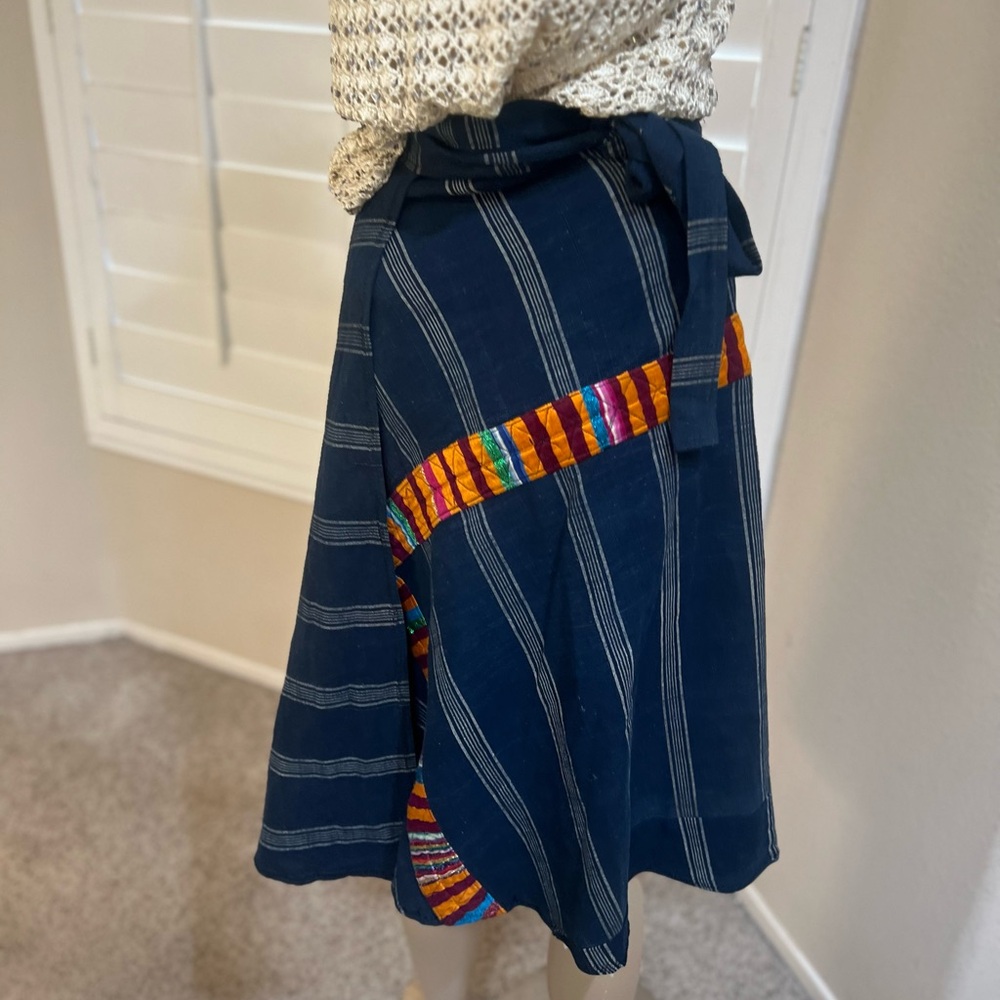 Vintage Guatemalan wrap overlapping  Cotton Handmade‎ MIDI Skirt Western Boho OS - Picture 4 of 9